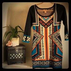 Flying Tomato Aztec Print Sweater Dress